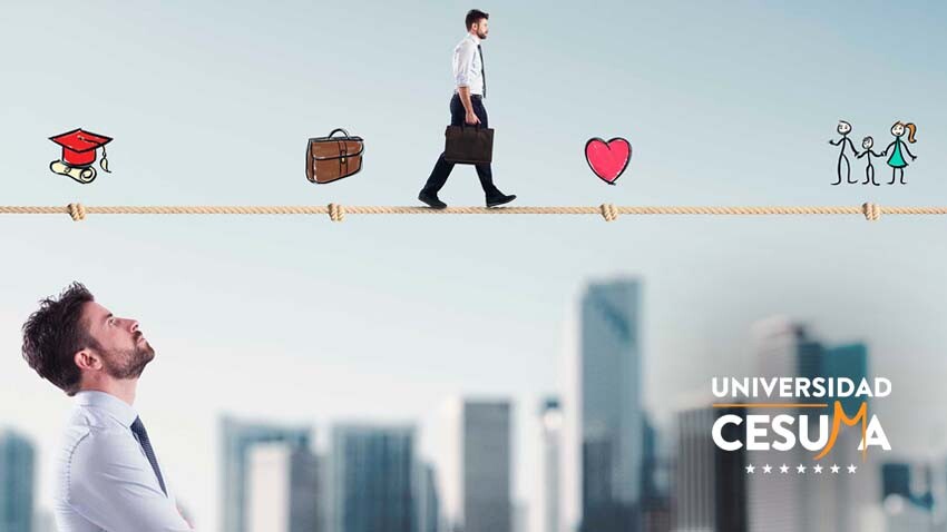 hombre contemplando en equilibrio su vida