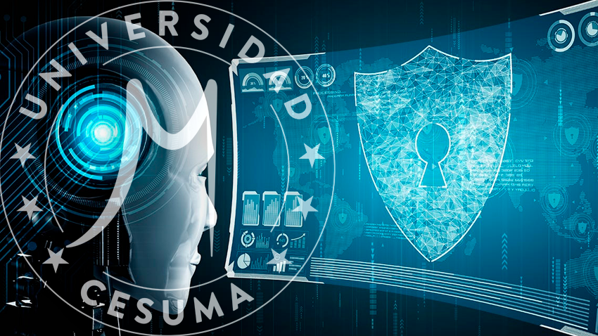 robot frente a pantalla de ciberseguridad robot frente a pantalla de ciberseguridad