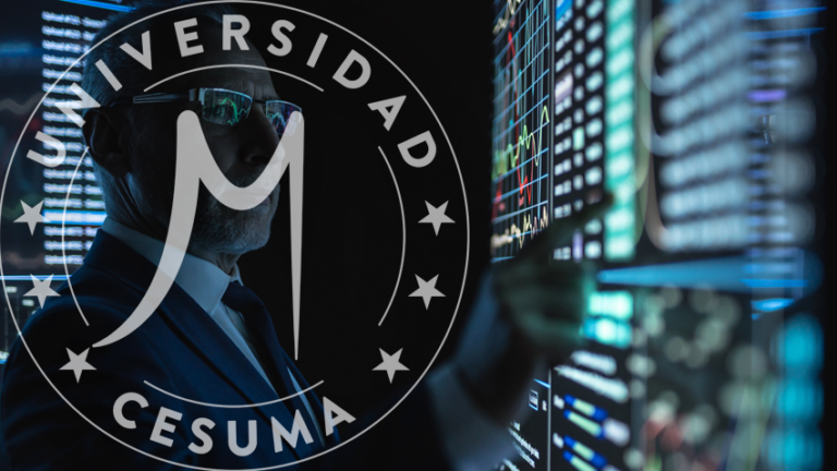 El hombre que trabaja en la gran pantalla digital del cuarto oscuro