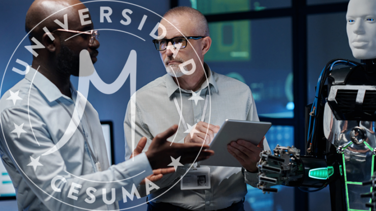 Ingenieros que trabajan con inteligencia artificial en equipo