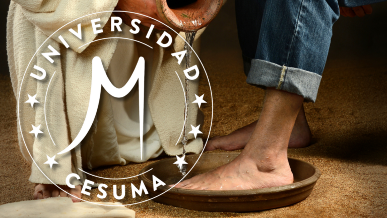 Jesús lavándole los pies a un joven